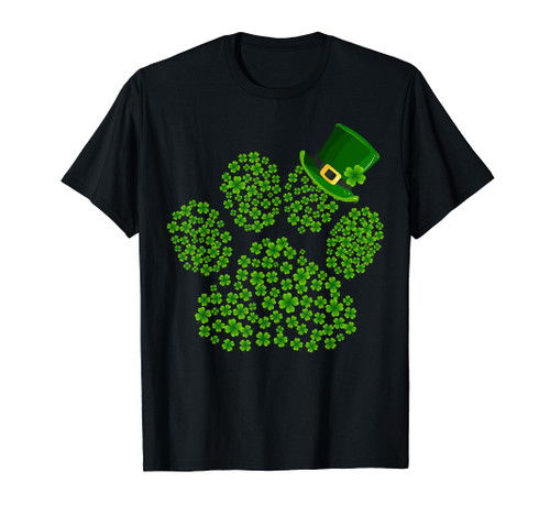 Paw Shamrocks Funny Cute Dog Cat Lover St. Patrick's Day T-Shirt