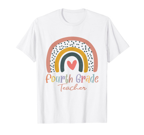 Boho Rainbow First Day of School 2021 Fourth Grade Teacher T-Shirt Boho Rainbow First Day of School 2021 Fourth Grade Teacher T-Shirt