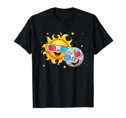 Solar Eclipse 2024 Funny Sun Moon Glasses Science Kids T-Shirt