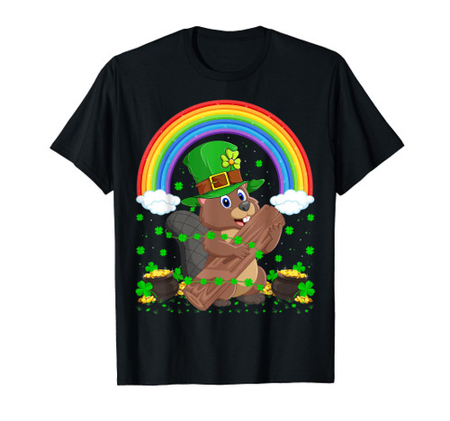 Magical Rainbow Leprechaun Hat Beaver St. Patrick's Day T-Shirt
