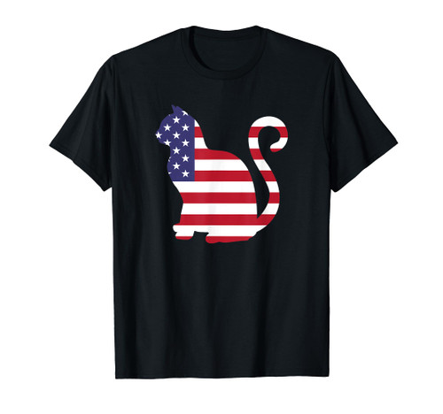 Cat Kitten American Flag Shirt Funny 4th of July USA America