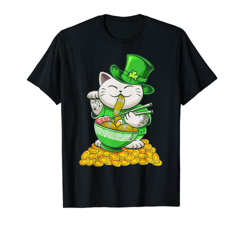 St. Patricks Day Cat Ramen T-Shirt