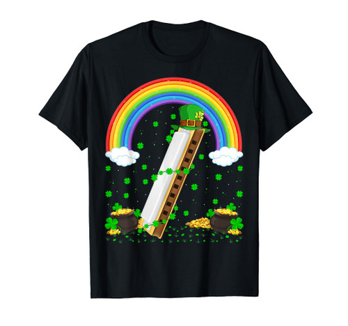 Magical Rainbow Leprechaun Music Harmonica St. Patrick's Day T-Shirt