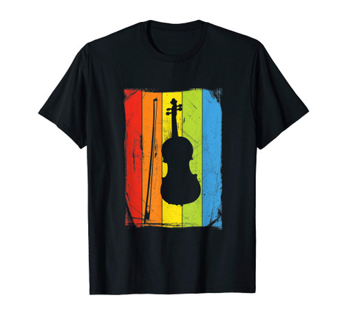 Rainbow Violin Player Image Graphic Musician Violinist Gift T-Shirt