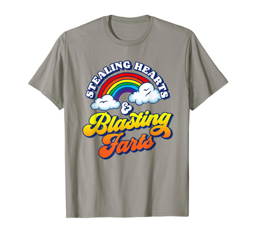 Stealing Hearts & Blasting Farts Funny Rainbow Valentines T-Shirt