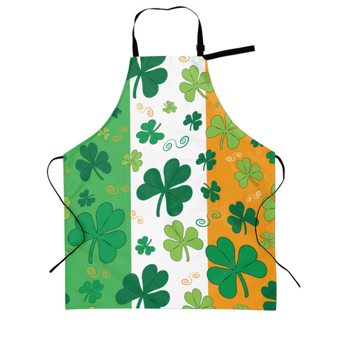 St. Patrick'S Day Lucky Shamrocks Pattern Irish Clover Celebration Day Funny Bbq Adjustable Apron For Women Men Birthday Gifts Grilling Cooking Master Chef Bib 2 Pockets