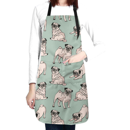 wodealmug Women Dog Cartoon Pug Apron Adjustable Neck Kitchen Bib Cook Apron with Pocket for Cooking Baking Gardening wodealmug Women Dog Cartoon Pug Apron Adjustable Neck Kitchen Bib Cook Apron with Pocket for Cooking Baking Gardening