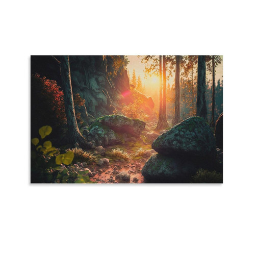 KRISHNALEELA Sunrise in The Mountains, Home Decoration Canvas Poster Wall Art Decor Print Picture Paintings for Living Room Bedroom Decoration 12x18inch(30x45cm)