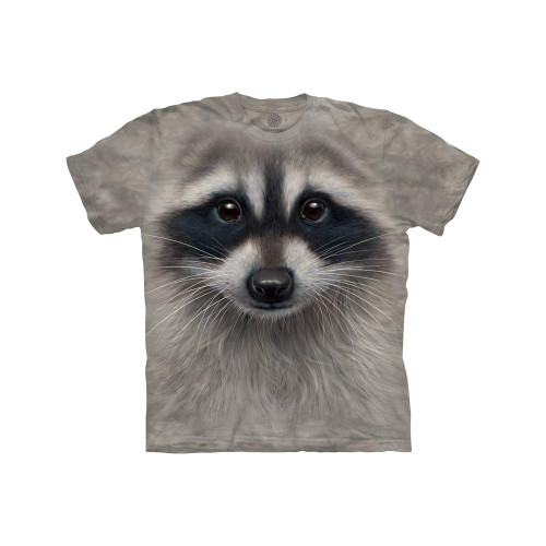 The Mountain unisex child Raccoon Face T Shirt, Gray, Large US