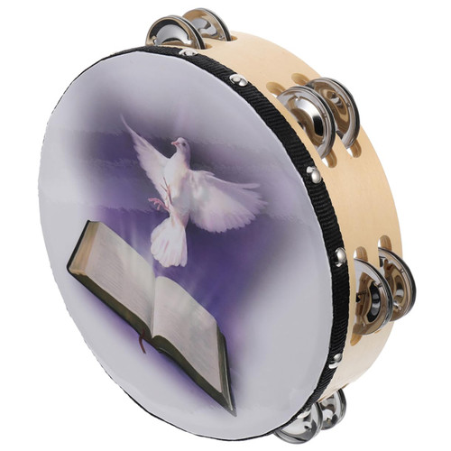 HEMOTON Peace Dove Tambourine Percussion Instrument Tambourine Instrument Festival Tambourines Puzzle Toys Brain Instrument Toys for Kids Handbells Music Percussion Drum Wood Child