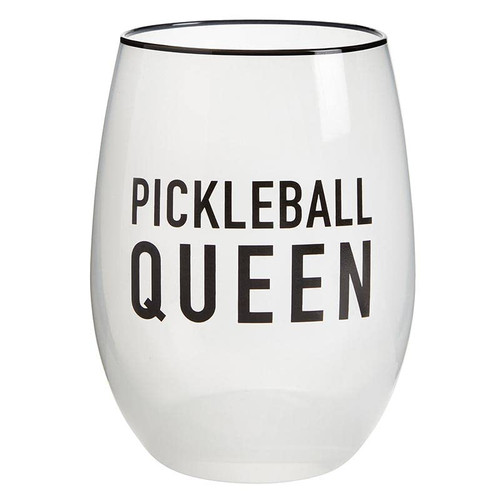 Santa Barbara Design Studio Lili + Delilah Stemless Wine Glass, 17-Ounce, Pickleball Queen