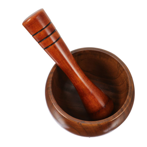 BRIGHTFUFU 1 Set Garlic Masher Wooden Mortar and Pestle Tea Mortar Garlic Pounder Mortar Garlic Mincer Tool Grinding Bowl and Pestle Mortar and Pestle Large Huge Mortar Grinder Minced Garlic