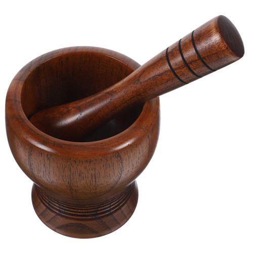 Cabilock 1 Set Garlic Masher Wooden Kitchen Tools Garlic Mincer Mortar Bowl Wooden Kitchen Utensils Household Mortar and Pestle Wood Mortar Home Tools Coffee Beans Crusher