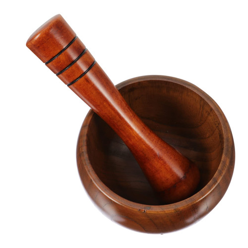 KICHOUSE 1 Set Garlic Masher Wooden Garlic Mincer Mortar and Pestle Mortar Coffee Bean Garlic Garlic Press Wood Kitchen Utensils Tea Manual Bowl Household