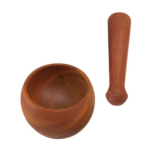 SHOWERORO 1 Set Wooden Garlic Pounder Garlic Bowl Mortar Kitchen Mortar and Pestle Grind Bowl Masher Garlic Pounder Bowl Garlic Pepper Mortar Bowl Mortar with Pestle Grinder Guacamole