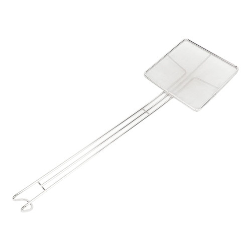 Square Mesh Skimmer, Stainless Steel Strainer Skimmer Ladle Pasta Strainer Spoon for Cooking Frying (Fine Mesh)