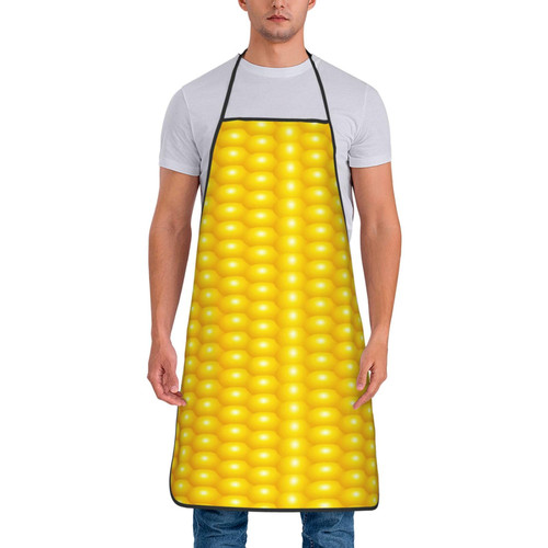 Fresh Ripe Corn Cobs Pattern Apron, Funny Adjustable Apron for Women/Men, Chef Apron Extra Long Ties,Waterproof Bib Apron,Waitress/waist Apron, Kitchen Apron for Cooking/BBQ/Baking,Work Apron for