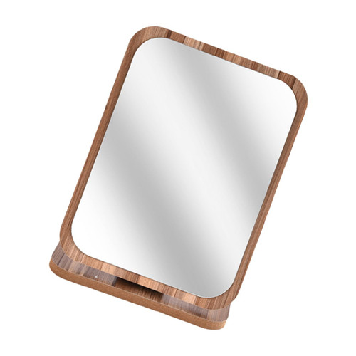 Beatifufu Makeup Mirror Vanity Mirror Dresser Mirror Countertop Mirror Desk Wood Desk Standing Mirror Desktop Cosmetic Mirror for Dresser Mirrors Wooden Decorations Make up to Rotate