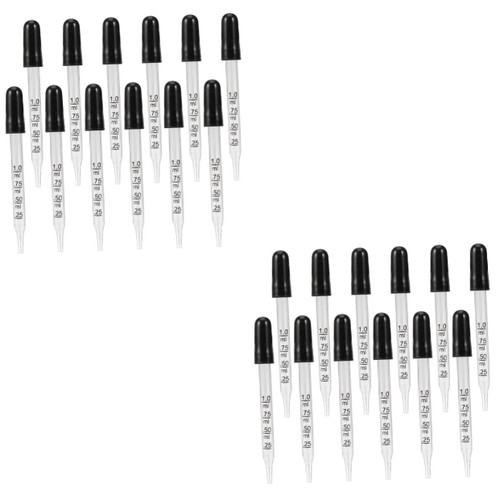 Mobestech 24 Pcs Glass Pipette Dropper Chemistry Dropper Eye Droppers for Essential Oils Empty Dropper Calibrated Dropper Lab Dropper Silicone Dropper Lab Pipet Oil Dropper Glass Oil Liquid