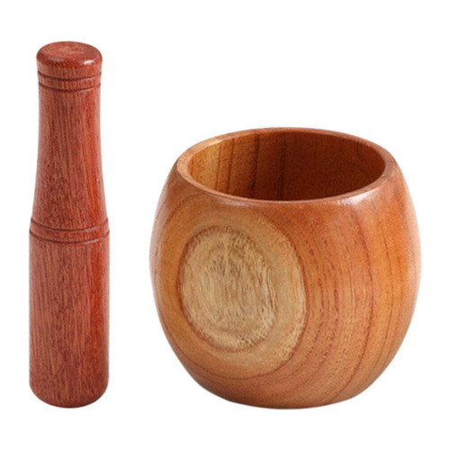 HEMOTON Garlic Jar Wood Garlic Grinder Garlic Press Handmade Garlic Crush Pestle Bowl Garlic Crusher Garlic Mortar Suribachi Bowl Medicine Grinder Pesto Ceramics Baby Blender Jujube Wood