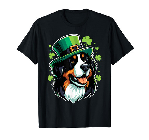 Irish Shamrock Lucky Bernese Mountain Dog St Patrick's Day T-Shirt