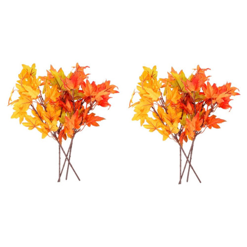 ABOOFAN 8 Pcs Simulated Maple Leaf Fall Leaves Stems Fall Home Decorations Faux Maple Leaf Picks Fake Plants Decor Ornament Orange Maple Leaf Branch Filler Plastic Artificial