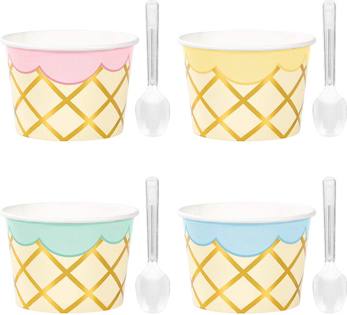Ice Cream Party Treat Cups with Spoons, 24 ct