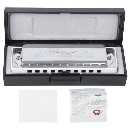 Harmonica Bb Key,10Hole Harmonica Blues Bb Key Harp Beautiful Sound Stainless Steel Wind Musical Instrument Beginner Practice (white) Wind Instrument