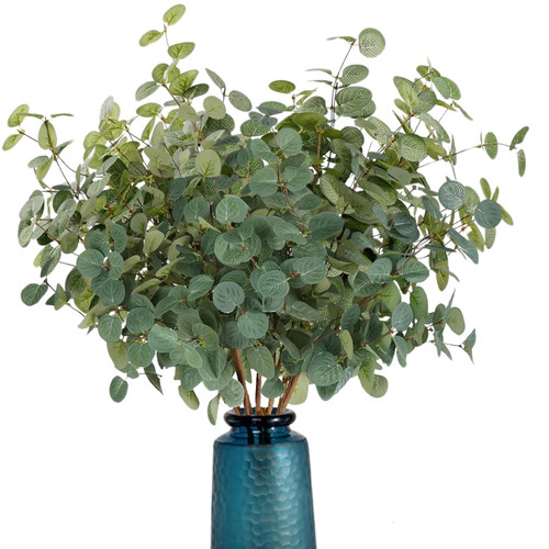 ASTRYAS 6Pcs Artificial Plants Eucalyptus Stems Eucalyptus Leaf Spray in Green Greenery Stems Fake Silk Eucalyptus Decoration for Spring Wedding Vase Bouquet Floral Arrangement Home Decor