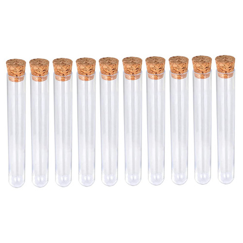 ULTECHNOVO 24pcs Cork Test Tube Plastic Container Test Tube for Laboratory Glass Test Tubes Plastic Tube Glass Containers for Liquids Scientific Test Tube Take Away Small Container