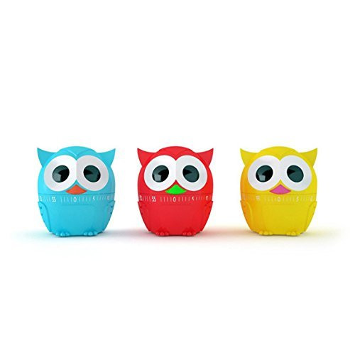 Kikkerland Owl Kitchen Timer, Assorted Colors