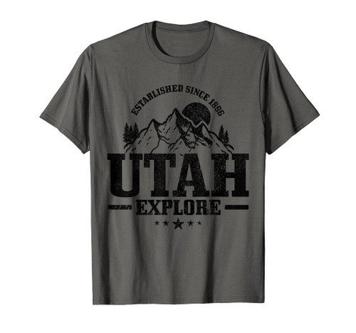 Utah Est. 1896 Explore Vintage Mountains Hiking Utah T-Shirt