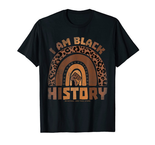 Black History Month Shirt I Am Black Women Melanin Rainbow T-Shirt