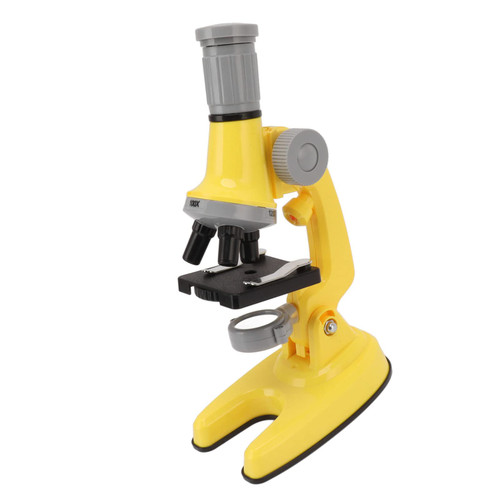 Science Microscope for Kids, Adjustable Angles Experimental Microscope Toy with LED Light for Junior Science Classroom (Yellow)