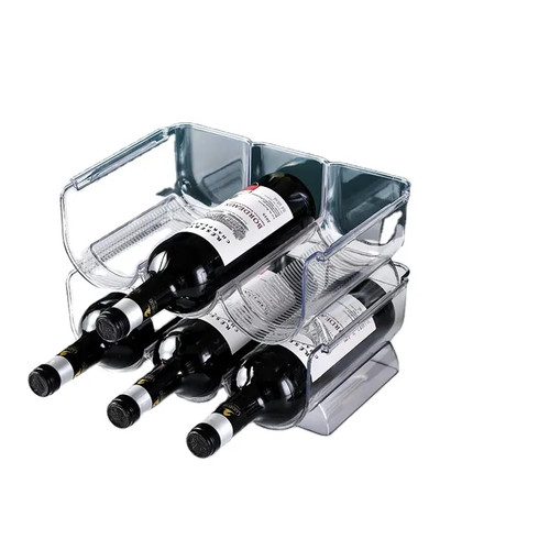 2-layer water bottle and wine bottle storage rack, stackable water bottle storage rack, used for organizing and storing kitchen refrigerators and cabinets, plastic wine rack/beverage bottle rack