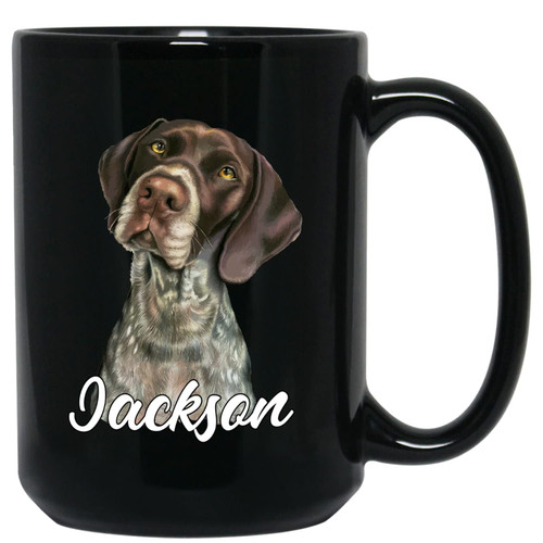 Personalized German Shorthaired Pointer Black Coffee Mug Cup 11 15 Oz, German Shorthaired Pointer Ceramic Mug Gift, Custom Name Dog Travel Mug Gift For German Shorthaired Pointer Lover Dog Dad/Mom