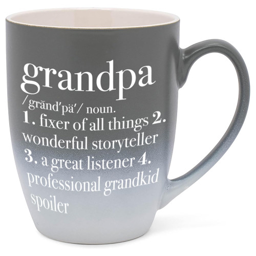 Elanze Designs Grandpa Definition Two Toned Ombre Matte Grey and White 12 ounce Ceramic Stoneware Coffee Cup Mug