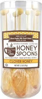 Melville Candy Soothing Honey Spoons for Tea - Individually Wrapped Real Honey Tea Spoons, (8 count) (Clover)
