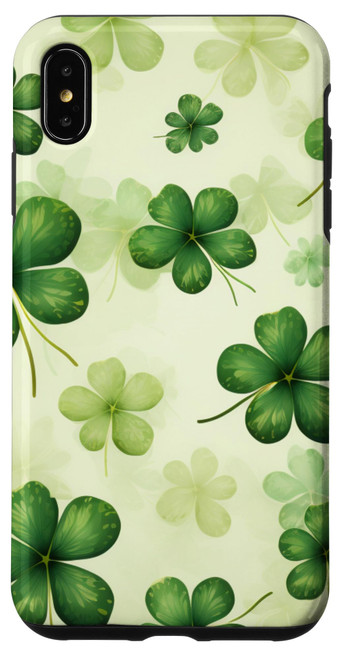 iPhone XS Max St Patty's Day Green Irish Shamrock Four Leaf Clover. Case