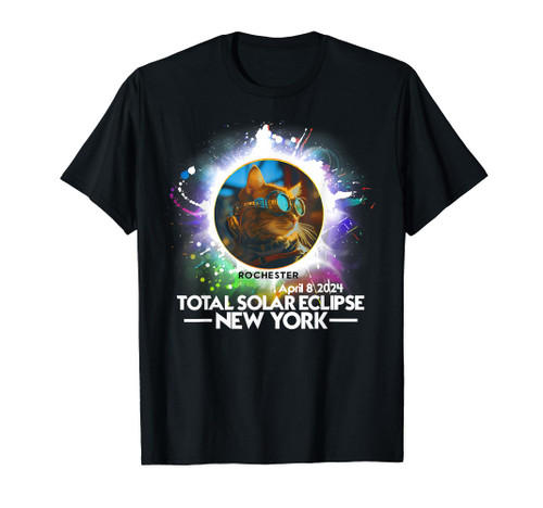 Total Solar Eclipse Rochester New York 2024 Cat Totality T-Shirt