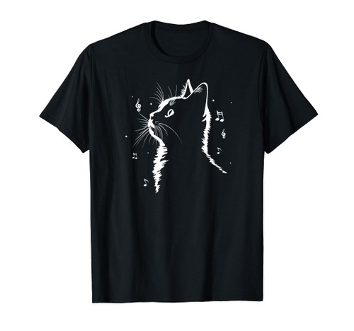 Cute Cat Music Notes Kitty Cat T-Shirt