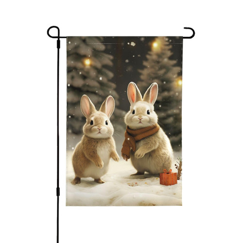 Welcome Garden Flags 12.5"x18" Double Sided Yard Flags Spring Summer Seasonal Garden Flag Rubbits and Xmas Tree Yard Flags for Outside Outdoor House Flag Yard Decoration