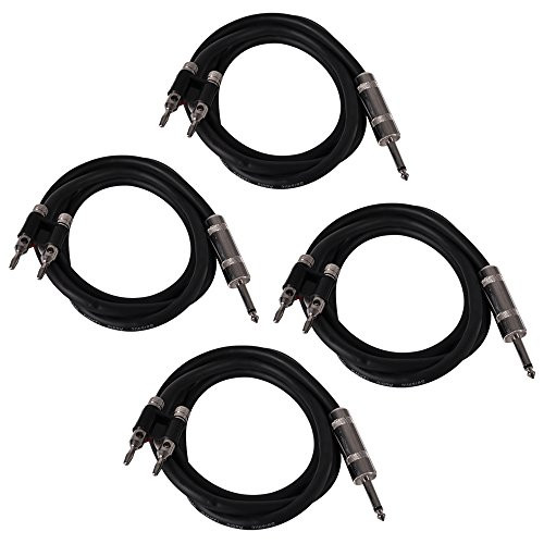 Seismic Audio BS12Q5-4Pack Pro Audio Banana to 1/4-Inch Speaker Cable 12-Gauge 2 Conductor, 4 Pack