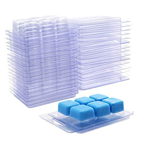 DGQ Wax Melt Molds - 100 Packs Clear Empty Plastic Wax Melt Clamshells for Wickless Wax Melt Candles