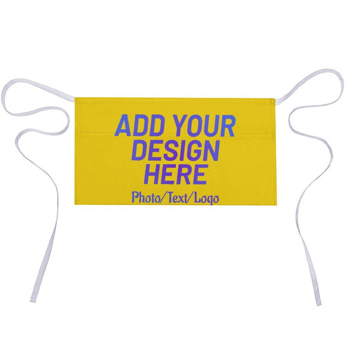 WIORUTI Personalized Custom Waist Apron For Men&Women, Personalized Waist Aprons with 3 Pockets Add Image Text Logo Name, Gold