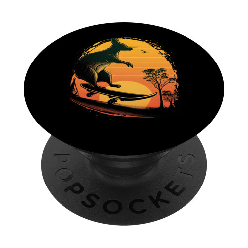 Skateboarding Kangaroo Retro Skater PopSockets Swappable PopGrip