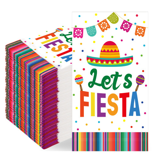 100 PCS Mexican Fiesta Napkins Mexico Guest Paper Napkins Cinco De Mayo Disposable Hand Towels for Mexican Taco Fiesta Cinco De Mayo Birthday Baby Shower Dinner Party Supplies