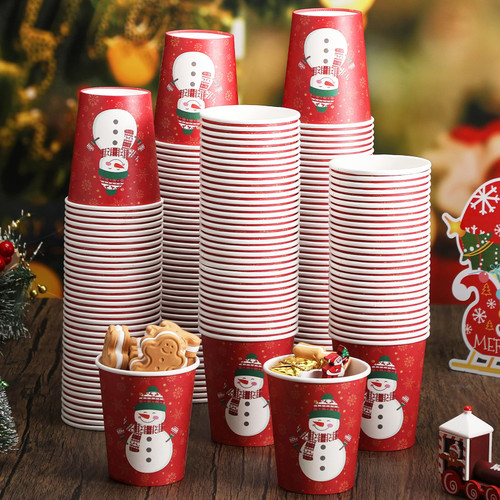 9 oz Christmas Disposable Cups Christmas Paper Cups Hot Chocolate Cocoa Cup Christmas Party Supplies Tea Cups Coffee Cups Disposable Cups for Party Holidays Hot Cold Drinks (Funny Style,200 Pcs)