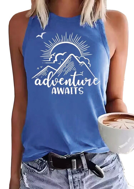 Adventure Awaits Tank Top Women Mountain Adventure Workout Tank Tops Hiking Camping Graphic Athletic Sleeveless Shirts Tops(Blue4,XL) Adventure Awaits Tank Top Women Mountain Adventure Workout Tank Tops Hiking Camping Graphic Athletic Sleeveless Shirts Tops(Blue4,XL)