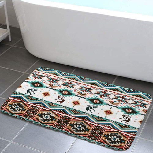 Boho Western Bath Rugs for Bathroom, Aztec Southwestern Native American Ethnic Tribal Kokopelli Bathroom Rug Bath Mat Set Floor Mats, Abstract Geometric Bohemian Bathroom Accessories, (17X29)